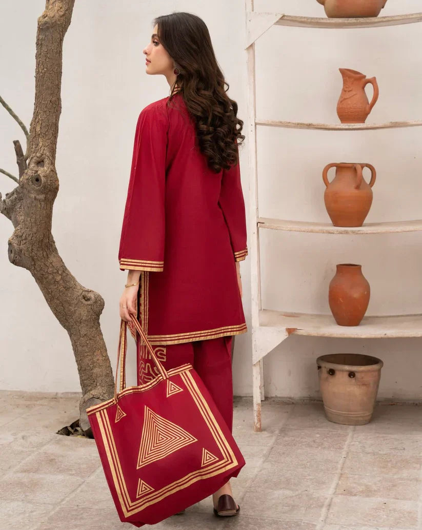 ARCANE THREADS Printed Dress with Matching Bag - The Mak's Store