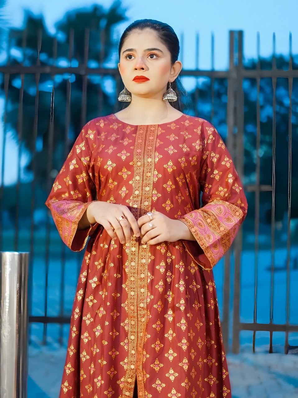 COTTON LAWN Fency Maxi 2PC