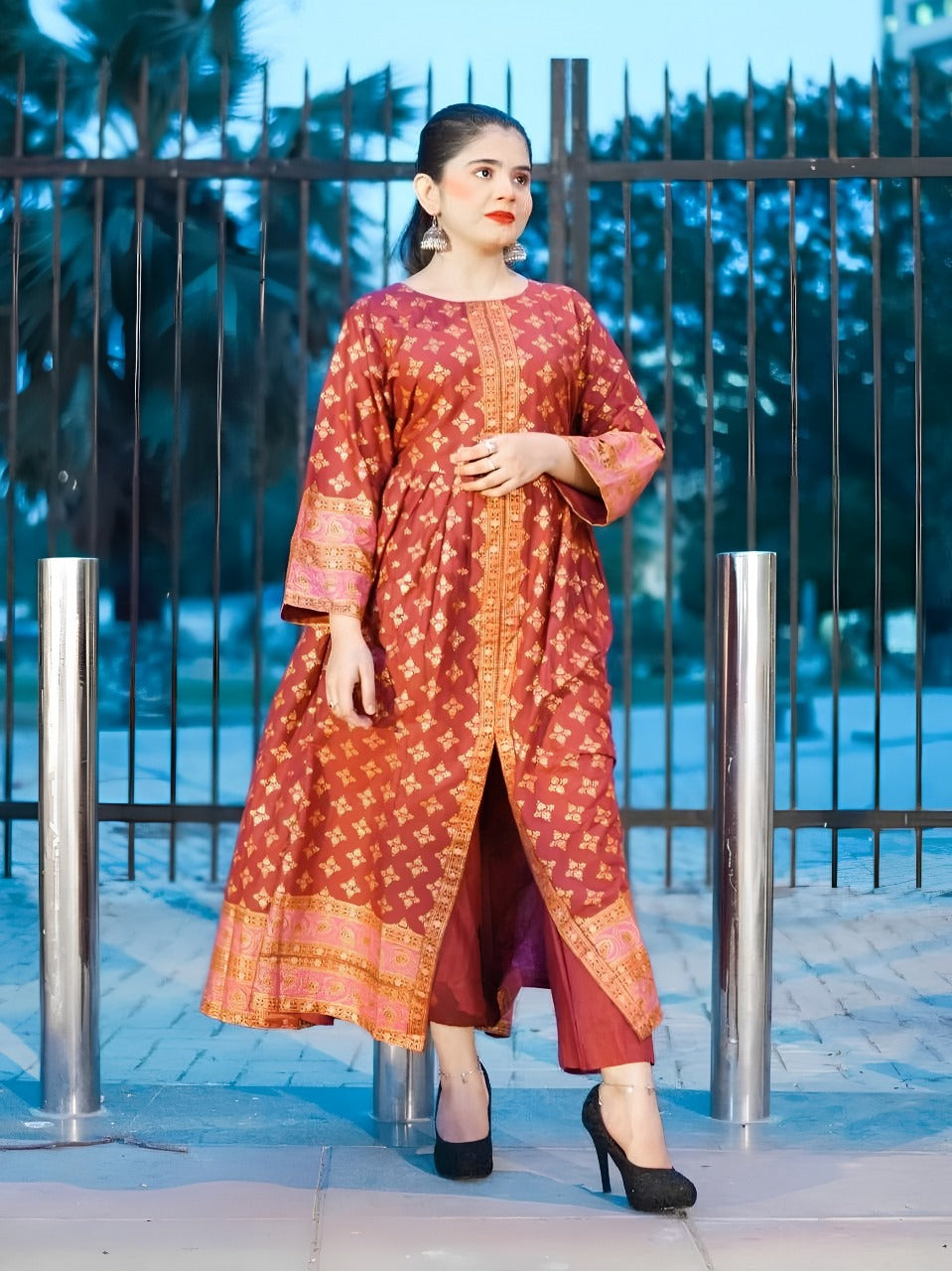 COTTON LAWN Fency Maxi 2PC