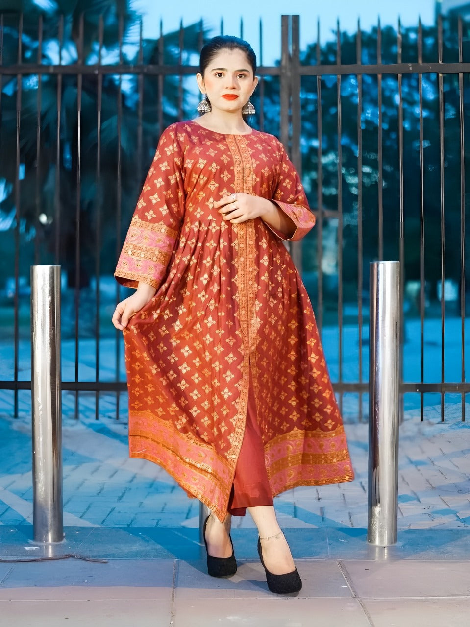 COTTON LAWN Fency Maxi 2PC